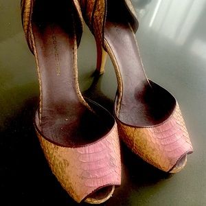 French Connection Purple Snake leather heels
